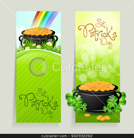 To use this stock image in your creative project, please select the size you need over to the right and click the "Add to Cart" button.
Your downloaded image will come with the Cutcaster watermark removed so don’t worry about the watermark you see on this page. Set of St. Patricks Day Cards stock vector clipart, Set of St. Patrick's Day Cards with Cauldron of Gold Coins by Vadym Nechyporenko