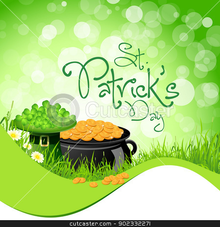 To use this stock image in your creative project, please select the size you need over to the right and click the "Add to Cart" button.
Your downloaded image will come with the Cutcaster watermark removed so don’t worry about the watermark you see on this page. St. Patricks Day Background stock vector clipart, Saint Patrick's Day with Flowers, Leprechaun Hat, Shamrock and Cauldron with Gold Coins by Vadym Nechyporenko