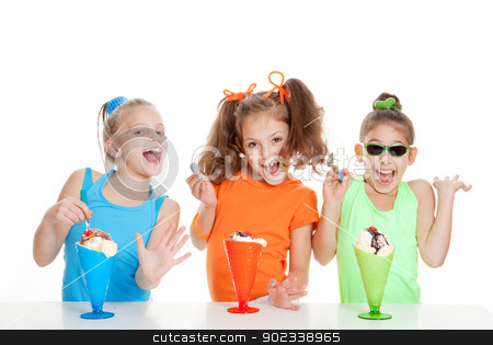 Kids birthday party kids birthday party stock photo, happy kids eating icecream at birthday party by mandygodbehear