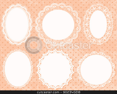Lace Frames Lace Frames stock vector clipart, Lace handmade frames on polka dot background. by wingedcats