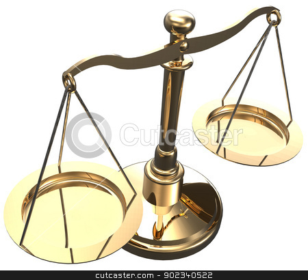 Scales weigh justice choice balance Scales weigh justice choice balance stock photo, Scales as symbol of law justice court fairness choice 3D render with clipping path by Michael Brown