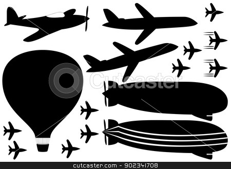 To use this stock image in your creative project, please select the size you need over to the right and click the "Add to Cart" button.
Your downloaded image will come with the Cutcaster watermark removed so don’t worry about the watermark you see on this page. Fly vehicles stock vector clipart, Set of fly vehicles illustrated on white background by Smultea Simona