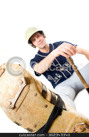 To use this stock image in your creative project, please select the size you need over to the right and click the "Add to Cart" button.
Your downloaded image will come with the Cutcaster watermark removed so don’t worry about the watermark you see on this page. Young baseball player stock photo, Young baseball player sitting against white background by Mirko Pernjakovic