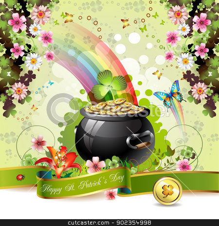 To use this stock image in your creative project, please select the size you need over to the right and click the "Add to Cart" button.
Your downloaded image will come with the Cutcaster watermark removed so don’t worry about the watermark you see on this page. St. Patrick's Day card stock vector clipart, St. Patrick's Day card design with clover and coins by Merlinul