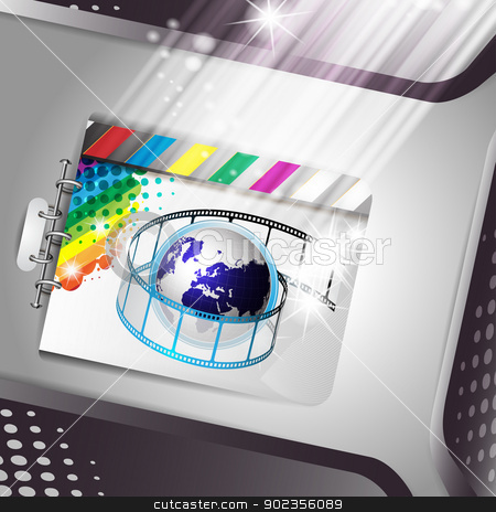 Film frames and earth Film frames and earth stock vector clipart, Banner with film frames and earth by Merlinul