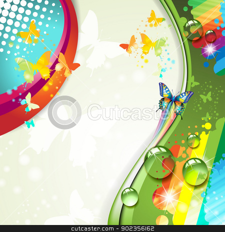 To use this stock image in your creative project, please select the size you need over to the right and click the "Add to Cart" button.
Your downloaded image will come with the Cutcaster watermark removed so don’t worry about the watermark you see on this page. Colorful abstract background stock vector clipart, Colorful abstract background with butterflies by Merlinul
