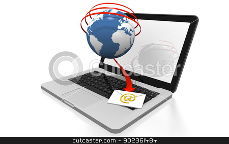 To use this stock image in your creative project, please select the size you need over to the right and click the "Add to Cart" button.
Your downloaded image will come with the Cutcaster watermark removed so don’t worry about the watermark you see on this page. Modern laptop receiving email stock photo, Illustration of an email in envelope coming down from the world wide web by Harvepino