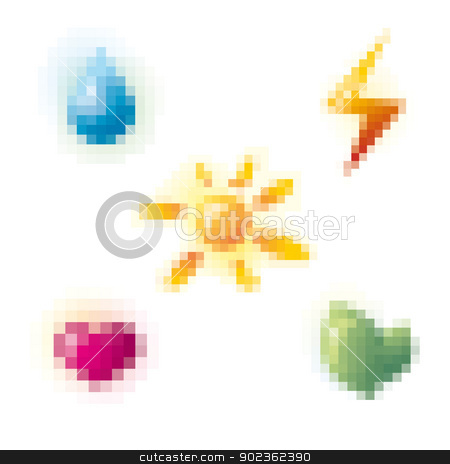 To use this stock image in your creative project, please select the size you need over to the right and click the "Add to Cart" button.
Your downloaded image will come with the Cutcaster watermark removed so don’t worry about the watermark you see on this page. pixel icon set stock vector clipart, abstract pixel style icon set vector illustration by SelenaMay