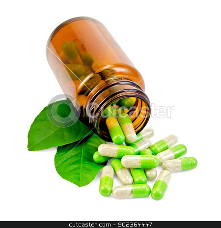 To use this stock image in your creative project, please select the size you need over to the right and click the "Add to Cart" button.
Your downloaded image will come with the Cutcaster watermark removed so don’t worry about the watermark you see on this page. Capsules green in an open jar with leaf stock photo, Green capsules in an open brown jar and on the table, two green leaf isolated on white background by rezkrr