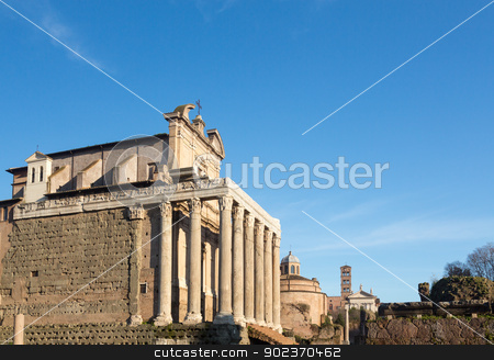 To use this stock image in your creative project, please select the size you need over to the right and click the "Add to Cart" button.
Your downloaded image will come with the Cutcaster watermark removed so don’t worry about the watermark you see on this page. View of details of Ancient Rome stock photo, Details of remains and ruins in Ancient Rome Italy showing Temple of Antoninus and Faustina by Steven Heap