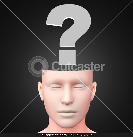 To use this stock image in your creative project, please select the size you need over to the right and click the "Add to Cart" button.
Your downloaded image will come with the Cutcaster watermark removed so don’t worry about the watermark you see on this page. Question stock photo, A generic questioning person. Question mark in the head. 3D rendered Illustration. by Michael Osterrieder