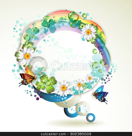 To use this stock image in your creative project, please select the size you need over to the right and click the "Add to Cart" button.
Your downloaded image will come with the Cutcaster watermark removed so don’t worry about the watermark you see on this page. Abstract background with butterflie stock vector clipart, Abstract background with butterflies, flowers, rainbow and drops of water by Merlinul