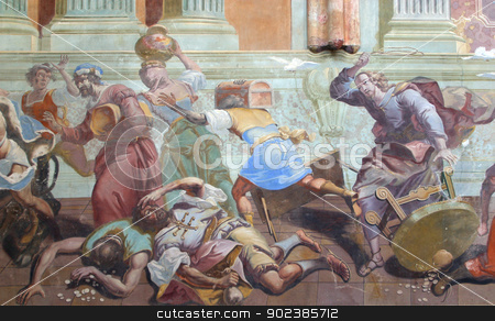 To use this stock image in your creative project, please select the size you need over to the right and click the "Add to Cart" button.
Your downloaded image will come with the Cutcaster watermark removed so don’t worry about the watermark you see on this page. Christ Driving the Traders from the Temple stock photo, Christ Driving the Traders from the Temple by Zvonimir Atletic