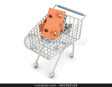 To use this stock image in your creative project, please select the size you need over to the right and click the "Add to Cart" button.
Your downloaded image will come with the Cutcaster watermark removed so don’t worry about the watermark you see on this page. Real Estate Shopping stock photo, 3D rendered Illustration. Isolated on white. by Michael Osterrieder