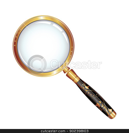 To use this stock image in your creative project, please select the size you need over to the right and click the "Add to Cart" button.
Your downloaded image will come with the Cutcaster watermark removed so don’t worry about the watermark you see on this page. Magnifying glass stock vector clipart, Magnifying glass isolated over whit by Merlinul