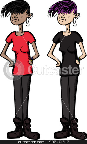 To use this stock image in your creative project, please select the size you need over to the right and click the "Add to Cart" button.
Your downloaded image will come with the Cutcaster watermark removed so don’t worry about the watermark you see on this page. Girl with Hands on Hips stock vector clipart, Freckled punk girl with hands on hips by Eric Basir