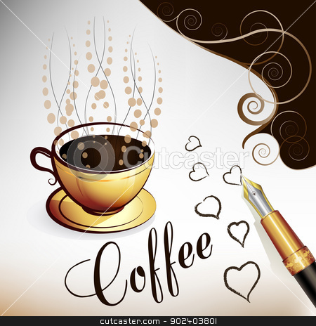 To use this stock image in your creative project, please select the size you need over to the right and click the "Add to Cart" button.
Your downloaded image will come with the Cutcaster watermark removed so don’t worry about the watermark you see on this page. Cup of coffee stock vector clipart, Cup of coffee with hearts by Merlinul