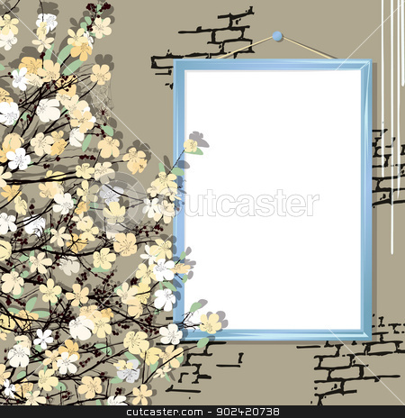 To use this stock image in your creative project, please select the size you need over to the right and click the "Add to Cart" button.
Your downloaded image will come with the Cutcaster watermark removed so don’t worry about the watermark you see on this page. Empty frame with flowers stock vector clipart, Empty frame and flowers on a brick wall by Richard Laschon