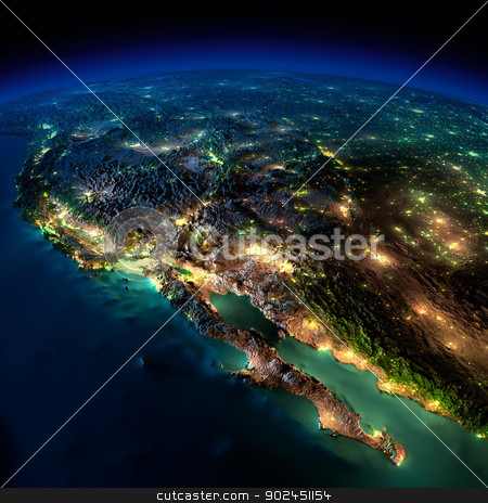 To use this stock image in your creative project, please select the size you need over to the right and click the "Add to Cart" button.
Your downloaded image will come with the Cutcaster watermark removed so don’t worry about the watermark you see on this page. Night Earth. A piece of North America - Mexico stock photo, Highly detailed Earth, illuminated by moonlight. The glow of cities sheds light on the detailed exaggerated terrain and translucent water of the oceans. Elements of this image furnished by NASA by Antartis