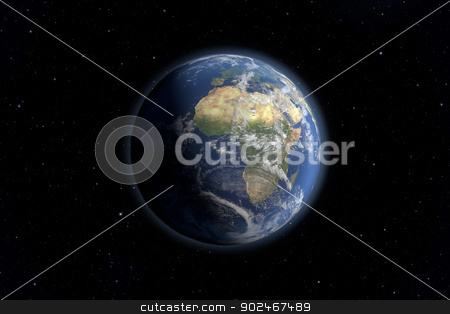 To use this stock image in your creative project, please select the size you need over to the right and click the "Add to Cart" button.
Your downloaded image will come with the Cutcaster watermark removed so don’t worry about the watermark you see on this page. Earth view stock photo, An image of an Earth view from space. 3D Graphic with high detailed NASA images for the earth. by Markus Gann