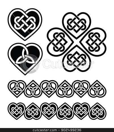 To use this stock image in your creative project, please select the size you need over to the right and click the "Add to Cart" button.
Your downloaded image will come with the Cutcaster watermark removed so don’t worry about the watermark you see on this page. Celtic heart knot - vector symbols set stock vector clipart, Set od traditional Celtic symbols, knots, braids in black and white by Agnieszka Bernacka