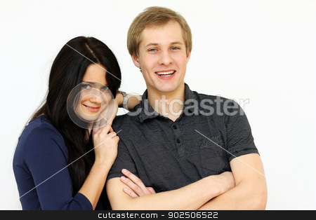 To use this stock image in your creative project, please select the size you need over to the right and click the "Add to Cart" button.
Your downloaded image will come with the Cutcaster watermark removed so don’t worry about the watermark you see on this page. portrait of young happy man and woman stock photo, Closeup portrait of young happy man and woman couple in love by andersonrise