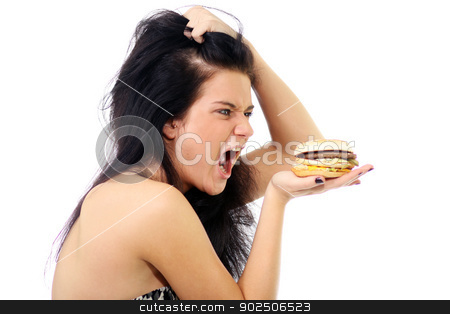 To use this stock image in your creative project, please select the size you need over to the right and click the "Add to Cart" button.
Your downloaded image will come with the Cutcaster watermark removed so don’t worry about the watermark you see on this page. Why must you taunt me!!!?!?!?! stock photo, Beautiful woman with sandwich by andersonrise