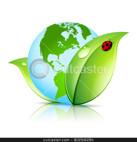 To use this stock image in your creative project, please select the size you need over to the right and click the "Add to Cart" button.
Your downloaded image will come with the Cutcaster watermark removed so don’t worry about the watermark you see on this page. Green Earth Icon stock vector clipart, Green Earth Icon with Leaves and Ladybird by Vadym Nechyporenko