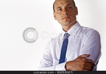 To use this stock image in your creative project, please select the size you need over to the right and click the "Add to Cart" button.
Your downloaded image will come with the Cutcaster watermark removed so don’t worry about the watermark you see on this page. elegant businessman stock photo, elegant businessman wearing suit looking up at camera isolated on white by Gandolfo Cannatella