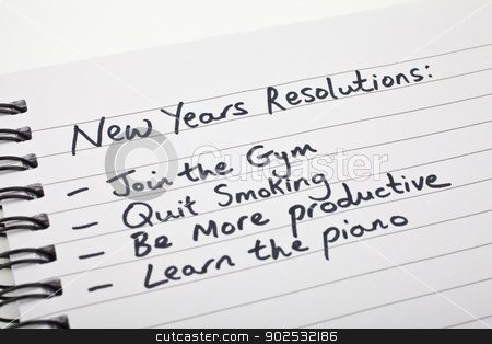 To use this stock image in your creative project, please select the size you need over to the right and click the "Add to Cart" button.
Your downloaded image will come with the Cutcaster watermark removed so don’t worry about the watermark you see on this page. New Year's Resolutions stock photo, New Year's Resolutions written on a note pad. by Chris Dorney