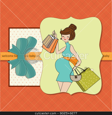 To use this stock image in your creative project, please select the size you need over to the right and click the "Add to Cart" button.
Your downloaded image will come with the Cutcaster watermark removed so don’t worry about the watermark you see on this page. baby announcement card with beautiful pregnant woman on shopping stock vector clipart, baby announcement card with beautiful pregnant woman on shopping by balasoiu