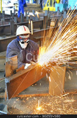 To use this stock image in your creative project, please select the size you need over to the right and click the "Add to Cart" button.
Your downloaded image will come with the Cutcaster watermark removed so don’t worry about the watermark you see on this page. worker using torch cutter to cut through metal stock photo, worker using torch cutter to cut through metal in factory by Iordache Magdalena
