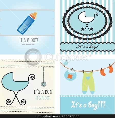To use this stock image in your creative project, please select the size you need over to the right and click the "Add to Cart" button.
Your downloaded image will come with the Cutcaster watermark removed so don’t worry about the watermark you see on this page. Set baby boy announcement card. stock photo, Set baby boy announcement card. vector illustration by Maria Cherevan