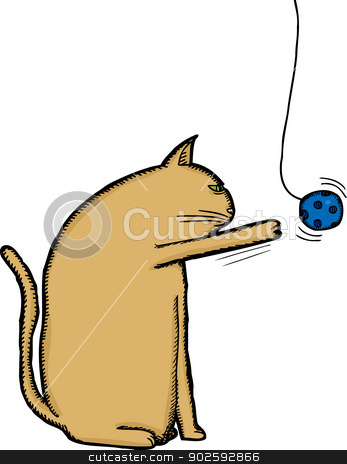 To use this stock image in your creative project, please select the size you need over to the right and click the "Add to Cart" button.
Your downloaded image will come with the Cutcaster watermark removed so don’t worry about the watermark you see on this page. Cat Playing with Toy stock vector clipart, Bored brown cat playing with blue ball on string by Eric Basir
