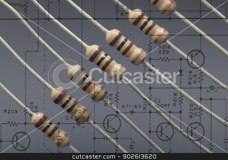 To use this stock image in your creative project, please select the size you need over to the right and click the "Add to Cart" button.
Your downloaded image will come with the Cutcaster watermark removed so don’t worry about the watermark you see on this page. Electronic resistors stock photo, Electronic resistors by B.F.