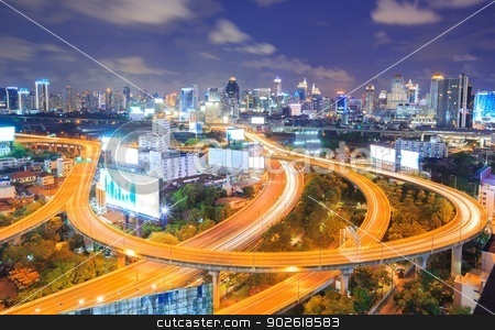 To use this stock image in your creative project, please select the size you need over to the right and click the "Add to Cart" button.
Your downloaded image will come with the Cutcaster watermark removed so don’t worry about the watermark you see on this page. Bangkok downtown Skyline at night stock photo, Bangkok Highway at Dusk with skyline in Thailand by Vichaya Kiatying-Angsulee