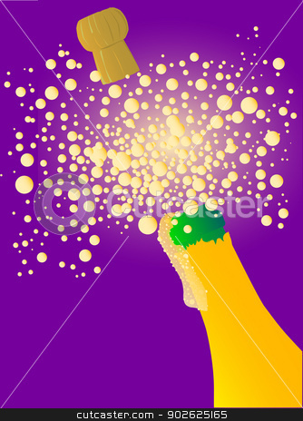 To use this stock image in your creative project, please select the size you need over to the right and click the "Add to Cart" button.
Your downloaded image will come with the Cutcaster watermark removed so don’t worry about the watermark you see on this page. Champagne stock vector clipart, A bursting open bottle of champagne with foam and bubbles. by Kotto