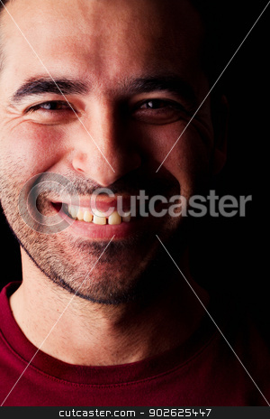 To use this stock image in your creative project, please select the size you need over to the right and click the "Add to Cart" button.
Your downloaded image will come with the Cutcaster watermark removed so don’t worry about the watermark you see on this page. happy male man stock photo, Close detail view of a happy young male man isolated on a black background. by Mauro Rodrigues