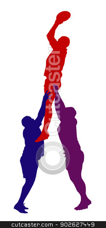 To use this stock image in your creative project, please select the size you need over to the right and click the "Add to Cart" button.
Your downloaded image will come with the Cutcaster watermark removed so don’t worry about the watermark you see on this page. Rugby Lineout Jumper Support Isolation stock vector clipart, Best Color Sport Silhouette Isolation – Rugby Lineout Jumper Support by Snap2Art