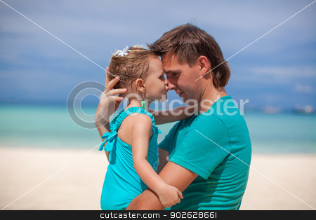 To use this stock image in your creative project, please select the size you need over to the right and click the "Add to Cart" button.
Your downloaded image will come with the Cutcaster watermark removed so don’t worry about the watermark you see on this page. Portrait of a little girl kissing a dad in the nose stock photo, Portrait of a little girl kissing a dad in the nose by Dmitry Travnikov