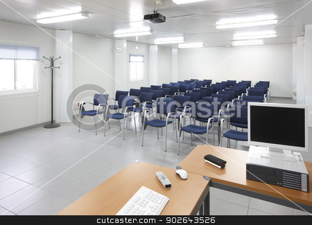 To use this stock image in your creative project, please select the size you need over to the right and click the "Add to Cart" button.
Your downloaded image will come with the Cutcaster watermark removed so don’t worry about the watermark you see on this page. Classroom stock photo, Classroom with interactive projection system nobody horizontal by ABBPhoto