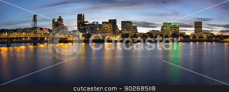 To use this stock image in your creative project, please select the size you need over to the right and click the "Add to Cart" button.
Your downloaded image will come with the Cutcaster watermark removed so don’t worry about the watermark you see on this page. Portland Oregon Downtown Waterfront Skyline at Blue Hour stock photo, Portland Oregon Downtown Waterfront City Skyline with Hawthorne Bridge at Blue Hour Panorama by Jit Lim