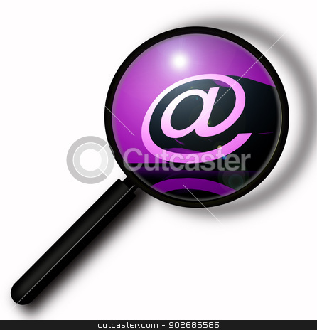 To use this stock image in your creative project, please select the size you need over to the right and click the "Add to Cart" button.
Your downloaded image will come with the Cutcaster watermark removed so don’t worry about the watermark you see on this page. 3D @ symbol stock photo, Close up of Magnifying glass, 2D digital art by Janaka Dharmasena