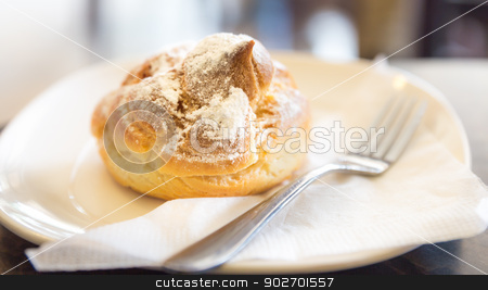 To use this stock image in your creative project, please select the size you need over to the right and click the "Add to Cart" button.
Your downloaded image will come with the Cutcaster watermark removed so don’t worry about the watermark you see on this page. Delicious cream filled pastry stock photo, Delicious cream filled pastry sprinkled with powdered sugar and served on a plate with a knife by derejeb