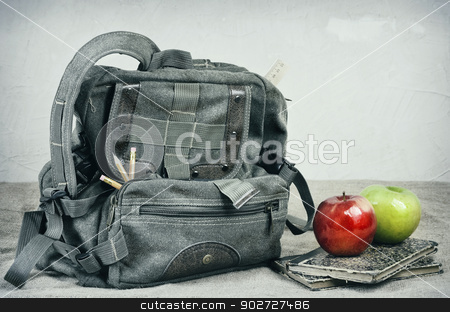 To use this stock image in your creative project, please select the size you need over to the right and click the "Add to Cart" button.
Your downloaded image will come with the Cutcaster watermark removed so don’t worry about the watermark you see on this page. School Theme Still Life stock photo, Still Life With An Old Backpack, Books And Apples by Sergej Razvodovskij