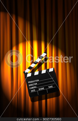 To use this stock image in your creative project, please select the size you need over to the right and click the "Add to Cart" button.
Your downloaded image will come with the Cutcaster watermark removed so don’t worry about the watermark you see on this page. Movie clapper board against curtain stock photo, Movie clapper board against curtain by Elnur