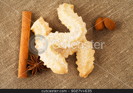 To use this stock image in your creative project, please select the size you need over to the right and click the "Add to Cart" button.
Your downloaded image will come with the Cutcaster watermark removed so don’t worry about the watermark you see on this page. butter cookies with anise and cinnamon stock photo, butter cookies with anise, cinnamon sticks and almonds from top on a fabric by Rob Stark