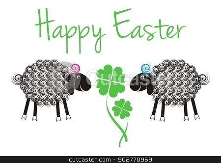 To use this stock image in your creative project, please select the size you need over to the right and click the "Add to Cart" button.
Your downloaded image will come with the Cutcaster watermark removed so don’t worry about the watermark you see on this page. Happy easter stock vector clipart, Happy easter text with funny lambs - boy and girl by blumer