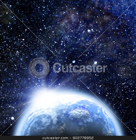 To use this stock image in your creative project, please select the size you need over to the right and click the "Add to Cart" button.
Your downloaded image will come with the Cutcaster watermark removed so don’t worry about the watermark you see on this page. Rising sun over the Earth planet, abstract backgrounds stock photo, Rising sun over the Earth planet, abstract backgrounds by tolokonov