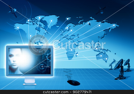 To use this stock image in your creative project, please select the size you need over to the right and click the "Add to Cart" button.
Your downloaded image will come with the Cutcaster watermark removed so don’t worry about the watermark you see on this page. Global communications and internet. Abstract technology backgrou stock photo, Global communications and internet. Abstract technology backgrounds by tolokonov